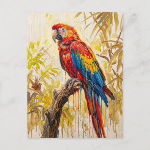 Postal Loro Escarlata Tropical Vibrante