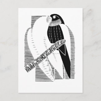 Postal Loro Minimalista Arte Animal Abstracto Frontal