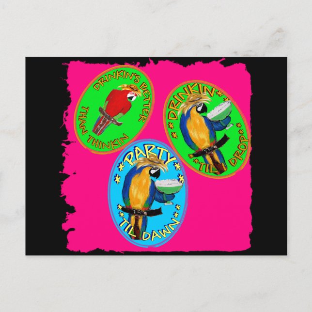 POSTAL LOROS BORRACHOS (Anverso)