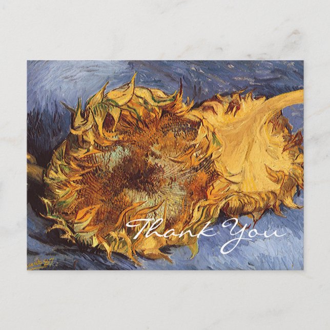 Postal Los 2 girasoles cortados de Van Gogh (Anverso)