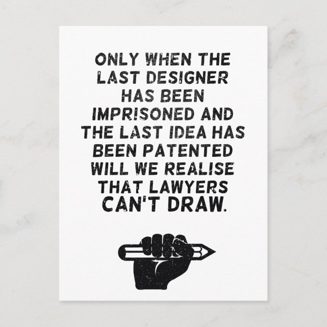 Postal ¡Los abogados no pueden dibujar! (Anverso)