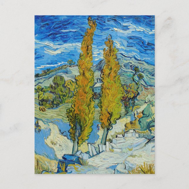 Postal Los álamos en Saint-Rémy, 1889 Vincent Van Gogh (Anverso)