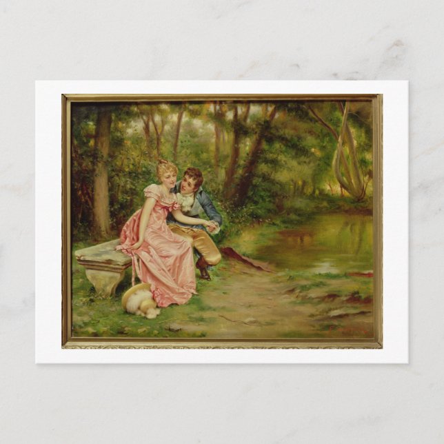 Postal Los amantes (aceite sobre lienzo) (Anverso)