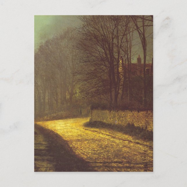 Postal Los amantes de John Atkinson Grimshaw (Anverso)