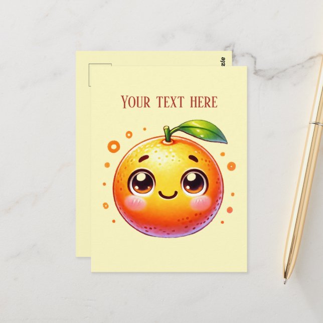 Postal Los amantes de la fruta naranja de cue añaden mens (Anverso/Reverso In Situ)