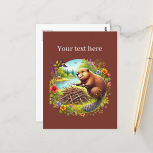 Postal Los amantes de los castores pequeños añaden texto