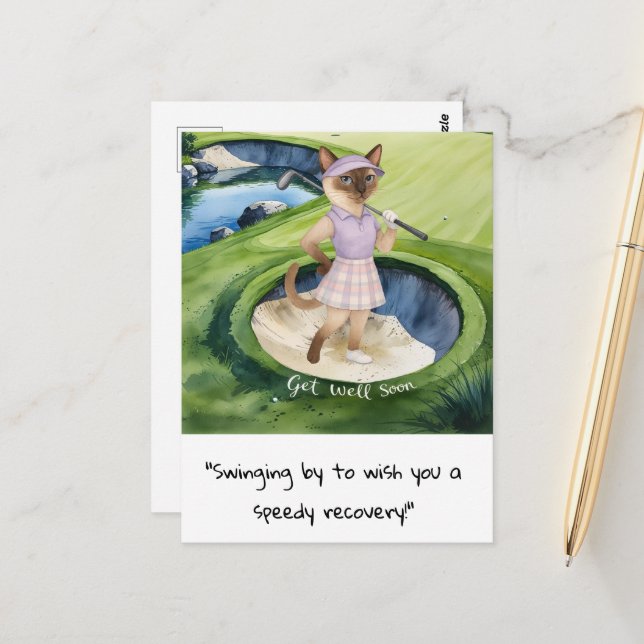 Postal Los amantes del gato golfer pronto se recuperan rá (Anverso/Reverso In Situ)