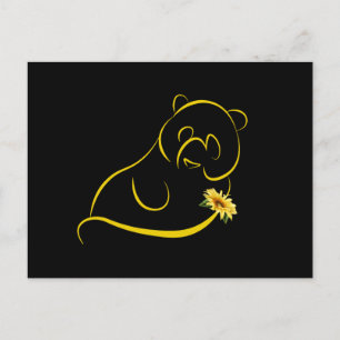 Postal Los Amantes Del Panda Y El Sunflower Cute Graphic