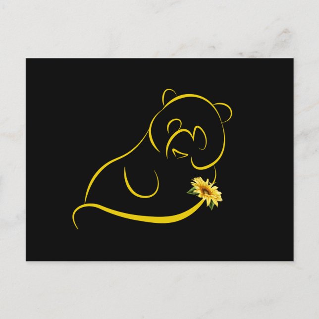 Postal Los Amantes Del Panda Y El Sunflower Cute Graphic  (Anverso)