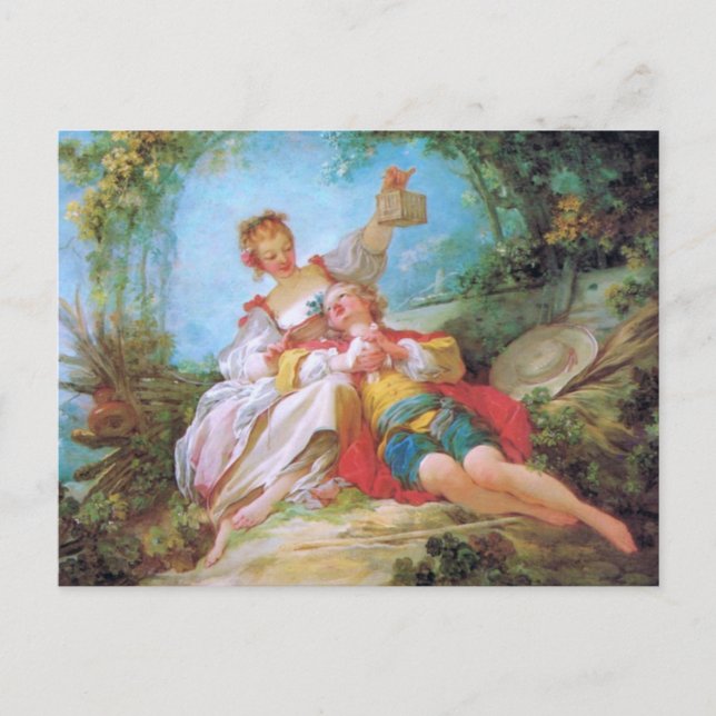 Postal Los amantes felices (Anverso)