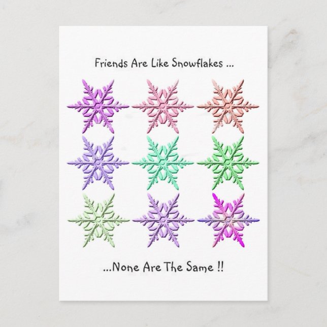 Postal Los Amigos Son Como Copos De Nieve. (Anverso)