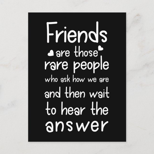 Postal Los amigos son personas raras Cita de amistad negr (Anverso)