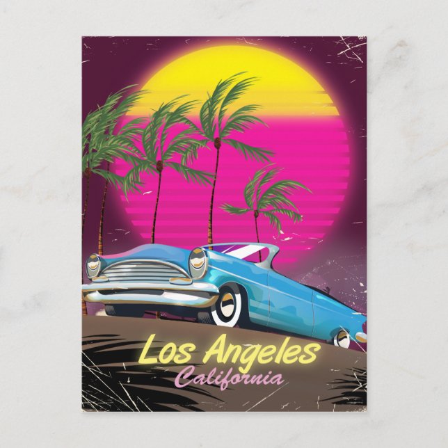 Postal Los Angeles 1980 Retro Travel print (Anverso)