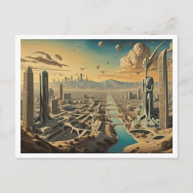 Postal Los Angeles CA, Surreal Cityscape (Anverso)