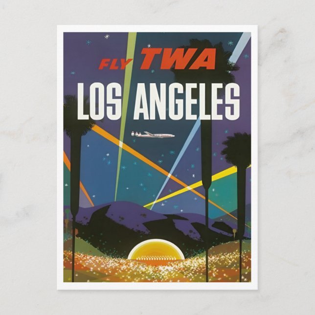 Postal Los Angeles CA Travel Vintage Retro Inspirado (Anverso)