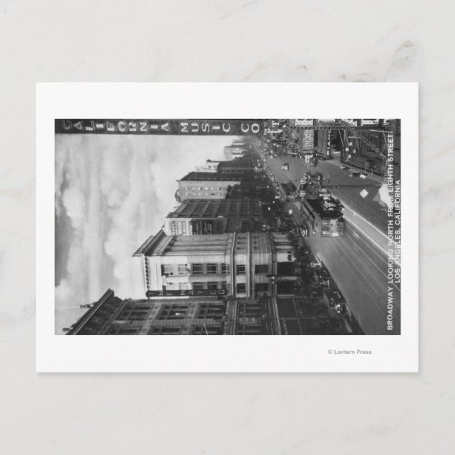 Postal Los Ángeles, CA Vista de Broadway hacia el Norte (Anverso)