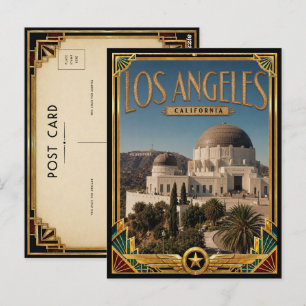 Postal Los Ángeles California Arte Deco Vintage Edad Dora