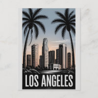 Los Ángeles California Grabado en Madera Blanco y 