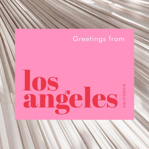 Postal Los Ángeles California moderno rosa rojo