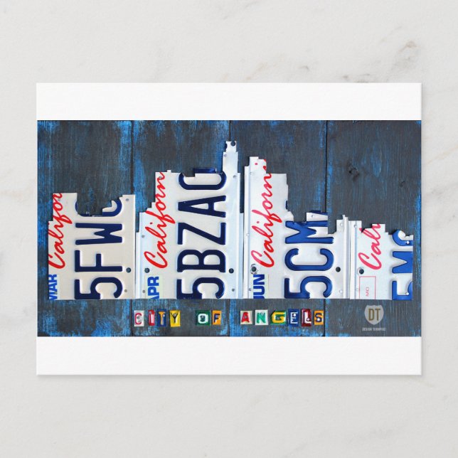 Postal Los Angeles California Skyline License Plate Art (Anverso)