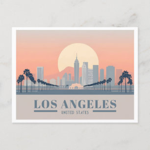 Postal Los Angeles California Skyline Pastel Travel