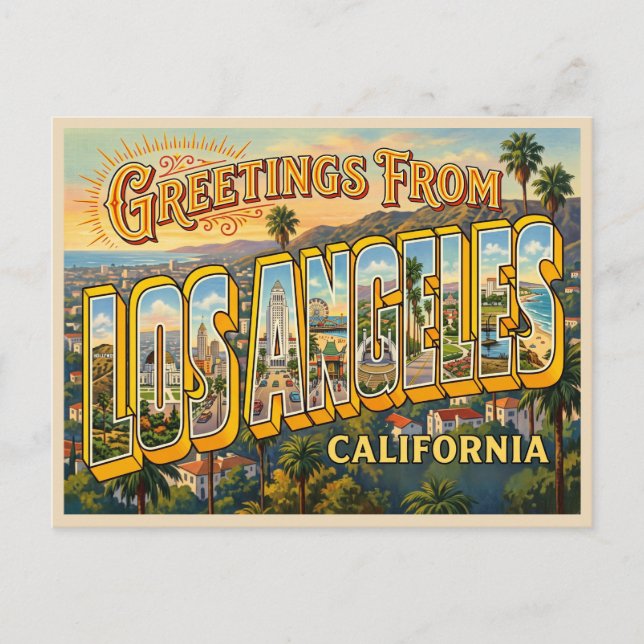Postal Los Ángeles California Viaje (Anverso)