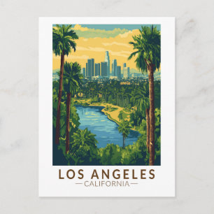 Postal Los Ángeles California Viaje Arte Vintage
