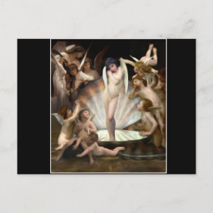 Postal Los ángeles de Bouguereau rodean a Cupido