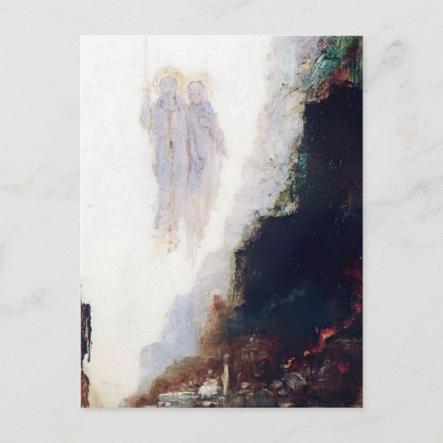 Postal "Los ángeles de Sodoma" por Gustave Moreau (Anverso)
