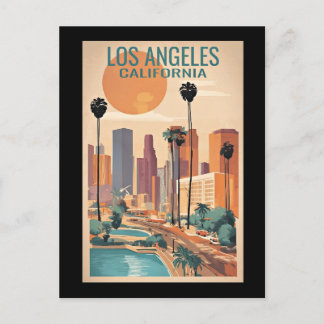 Postal Los Ángeles, ilustracion de la época de California