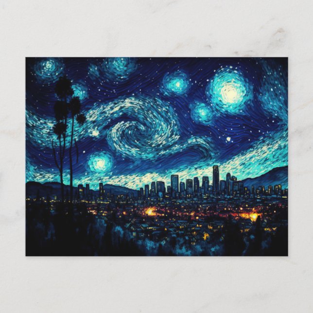 Postal Los Ángeles, la noche estrellada de Van Gogh (Anverso)