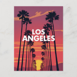 Postal Los Angeles Palm Tree Sunset Graphic