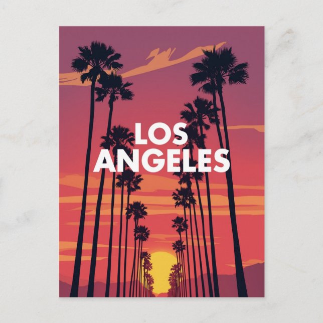 Postal Los Angeles Palm Tree Sunset Graphic (Anverso)
