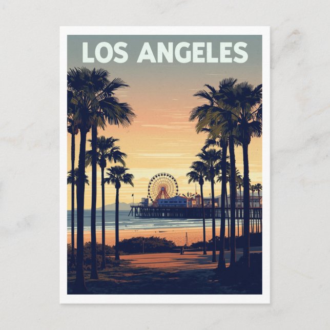 Postal Los Angeles Palm Trees and Santa Monica Pier (Anverso)