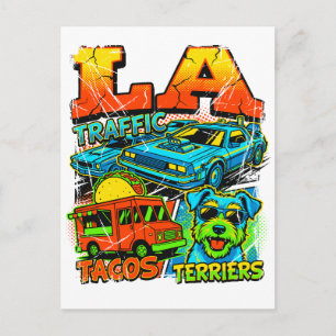 Postal Los Angeles Tráfico Tacos Y Terriers