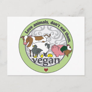 Postal Los Animales De Amor No Los Comen Vegan