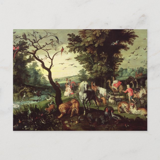 Postal Los animales entrando en el Arca de Noé (Anverso)