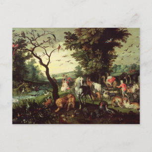 Postal Los animales entrando en el Arca de Noé