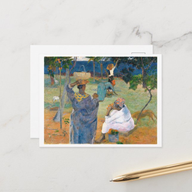 Postal Los árboles del mango, Martinica 1887, de Paul Gau (Anverso/Reverso In Situ)