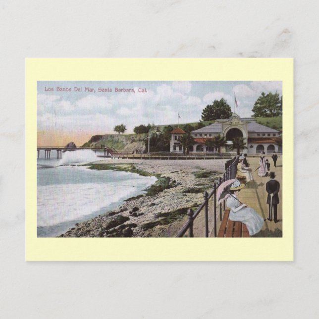Postal Los Banos del Mar, Santa Barbara, California Vinta (Anverso)