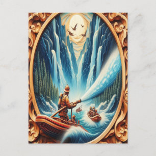 Postal Los bomberos cargados en su bote