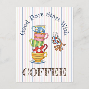 Postal Los buenos días empiezan con el café