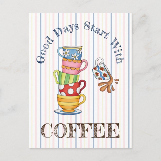Postal Los buenos días empiezan con el café (Anverso)