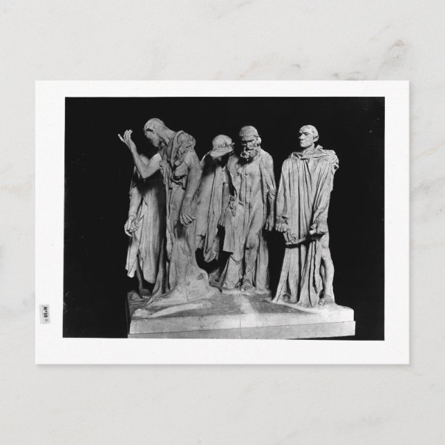 Postal Los burgueses de Calais, 1889 (Anverso)