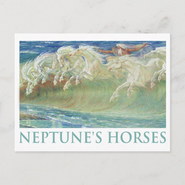 POSTAL LOS CABALLOS DE NEPTUNE VIAJAN POR LAS OLAS (Anverso)