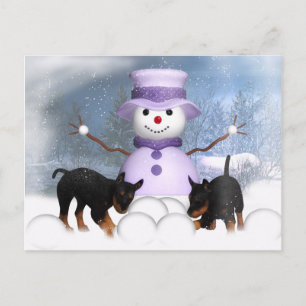 Postal Los Cachorros Rottweiler Juegan En La Nieve