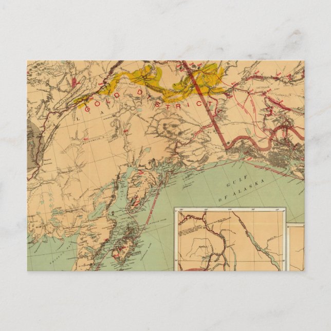 Postal Los campos de oro y carbón de Alaska (Anverso)