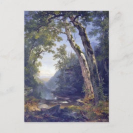 Postal Los catskills, paisaje forestal, óleo sobre lienzo