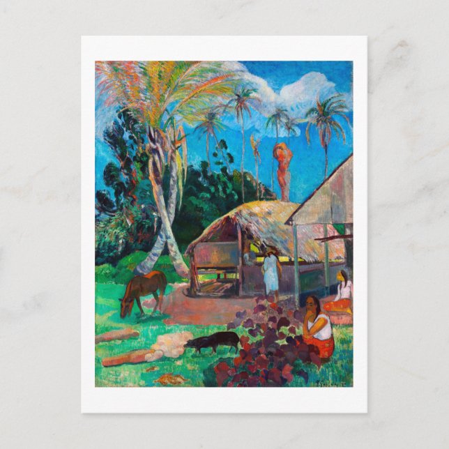 Postal Los cerdos negros, Gauguin (Anverso)