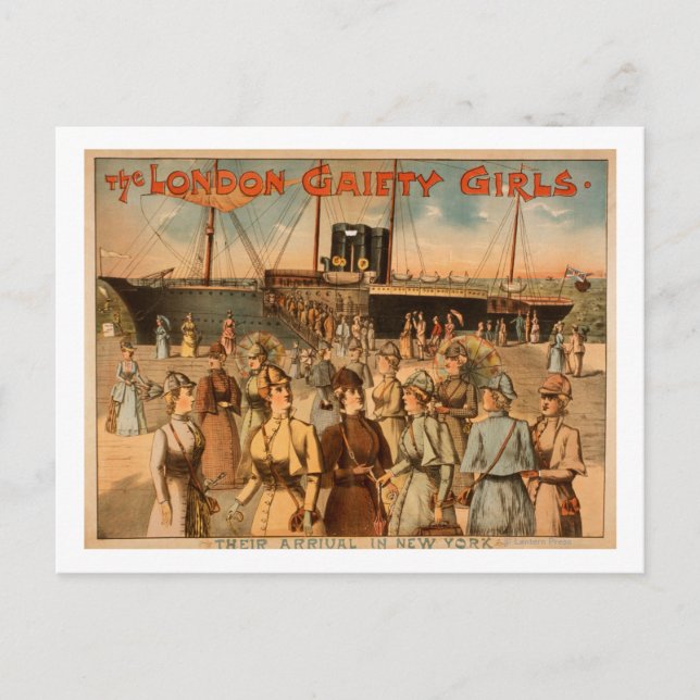 Postal Los Chicas de la Gaiety de Londres "llegan a Nueva (Anverso)
